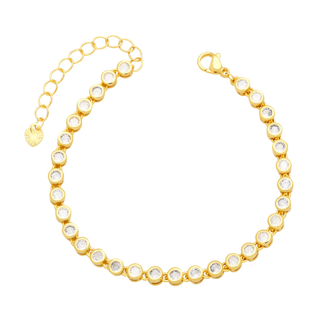 Minimalist Gold Plated Zircon Bracelet with Colorful Stones