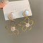 Simple Inlaid Pearl Hollow Flower Drop Earrings with S925 Silver Needle