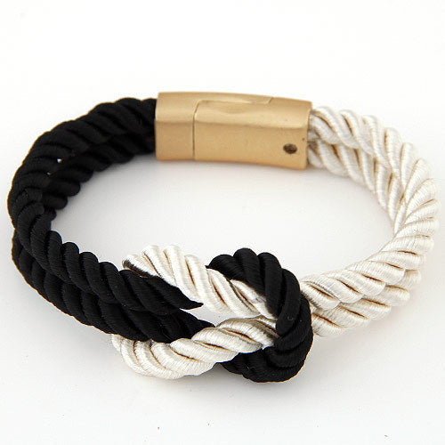 Braided Iron and PU Leather Magnetic Stone Bracelet