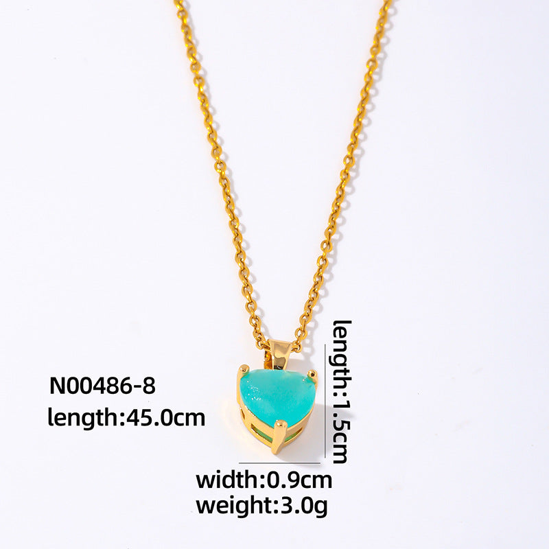 Elegant Heart Shape Gold Plated Zircon Pendant Necklace