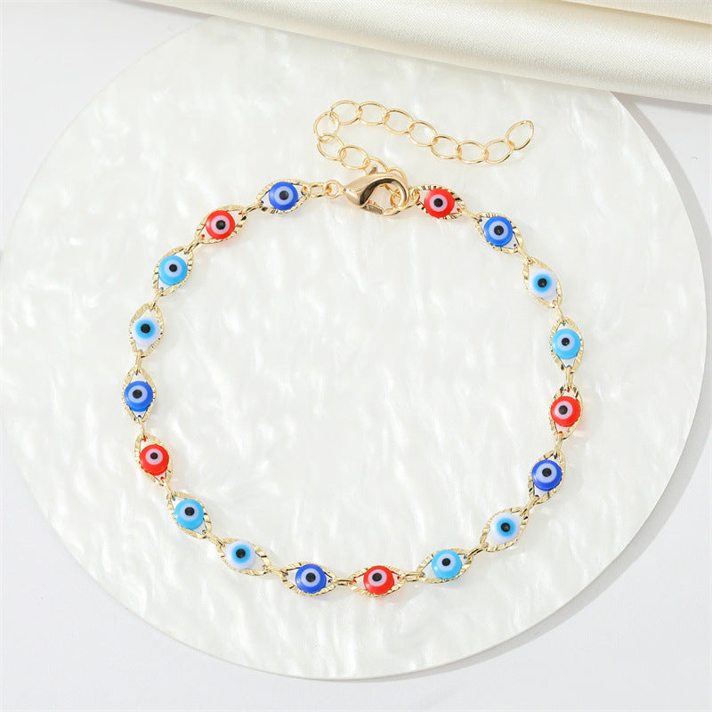 Retro Ethnic Multi-Color Evil Eye Bracelet Anklet