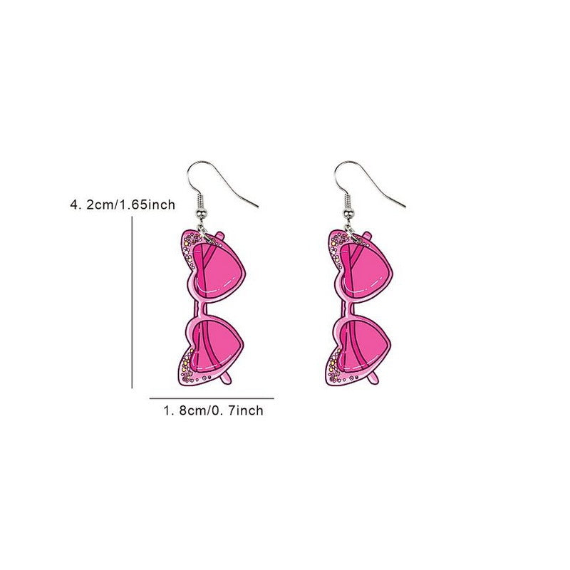 1 Pair Cartoon Style Cartoon Character Doll Heart Shape Printing Arylic Drop Earrings