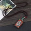 Ethnic Square Alloy Wood Pendant Necklace with Nepalese Thangka Design