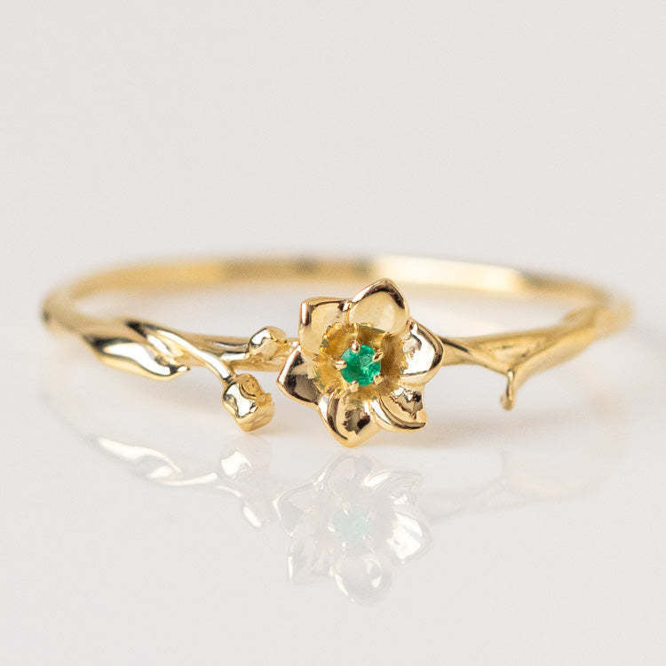 Elegant Glam Vintage Adjustable December Birthstone Flower Gold Plated Ring