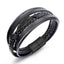 Casual Solid Color Stainless Steel and Multi-Loop Leather Men's Bracelet