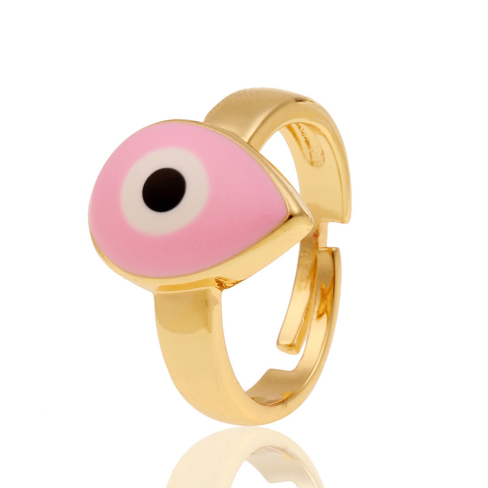 Fashion Copper Plated Real Gold Evil Eye Women's Simple Tail Ring