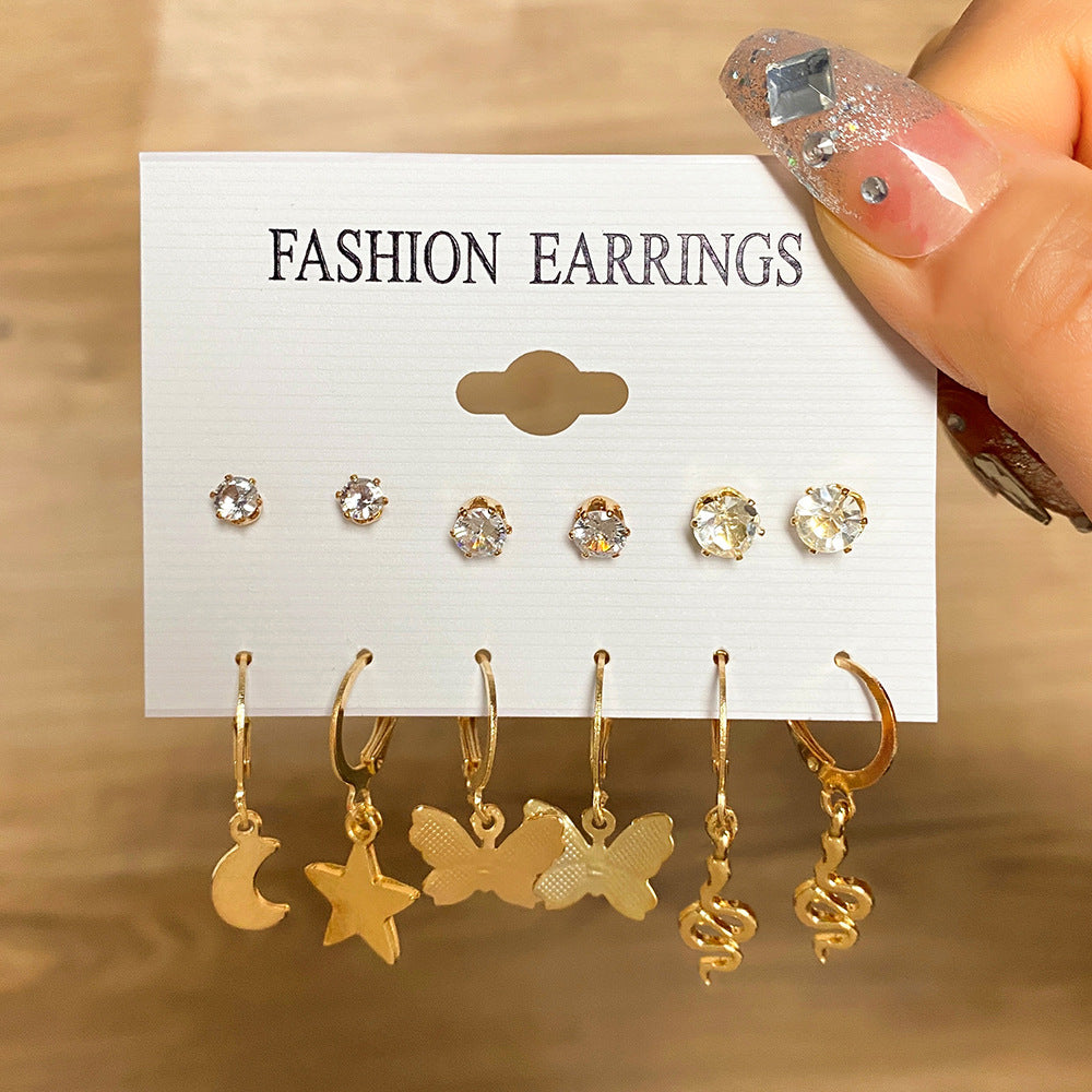 1 Set Simple Style Butterfly Alloy Inlay Pearl Zircon Women's Drop Earrings Earrings Ear Studs