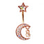 Rose Gold Plated Zircon Butterfly & Snowflake Belly Ring with Rhinestones