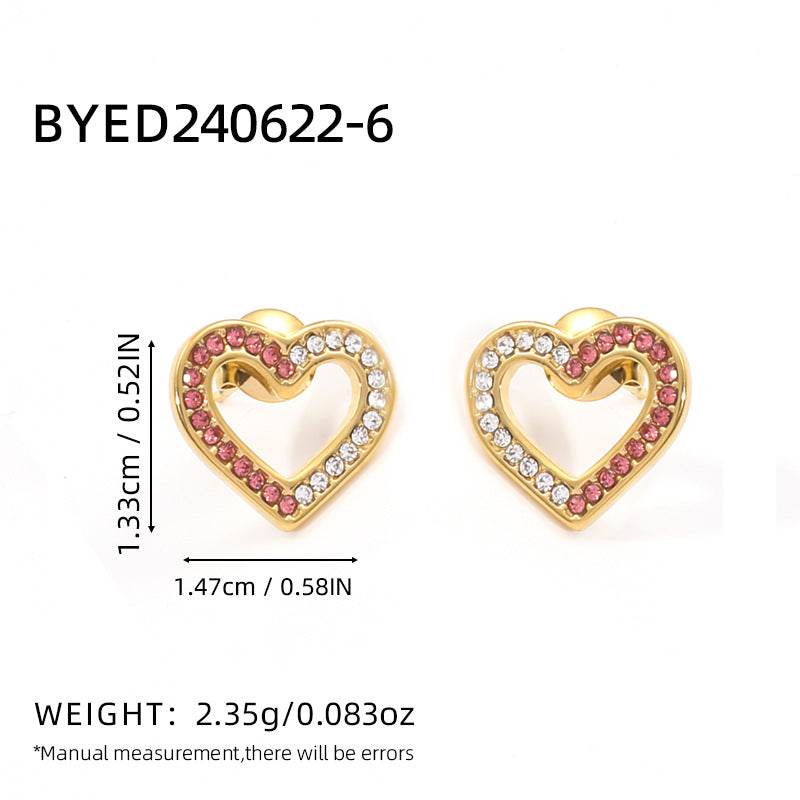 1 Pair Simple Style Classic Style Heart Shape Plating 304 Stainless Steel Ear Studs