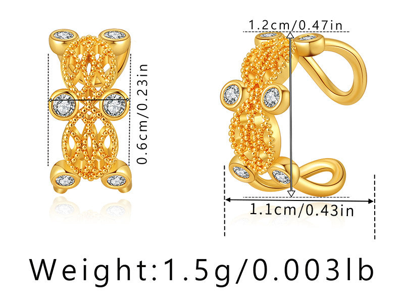 Elegant Butterfly Zircon 18k Gold Plated Copper Ear Cuffs