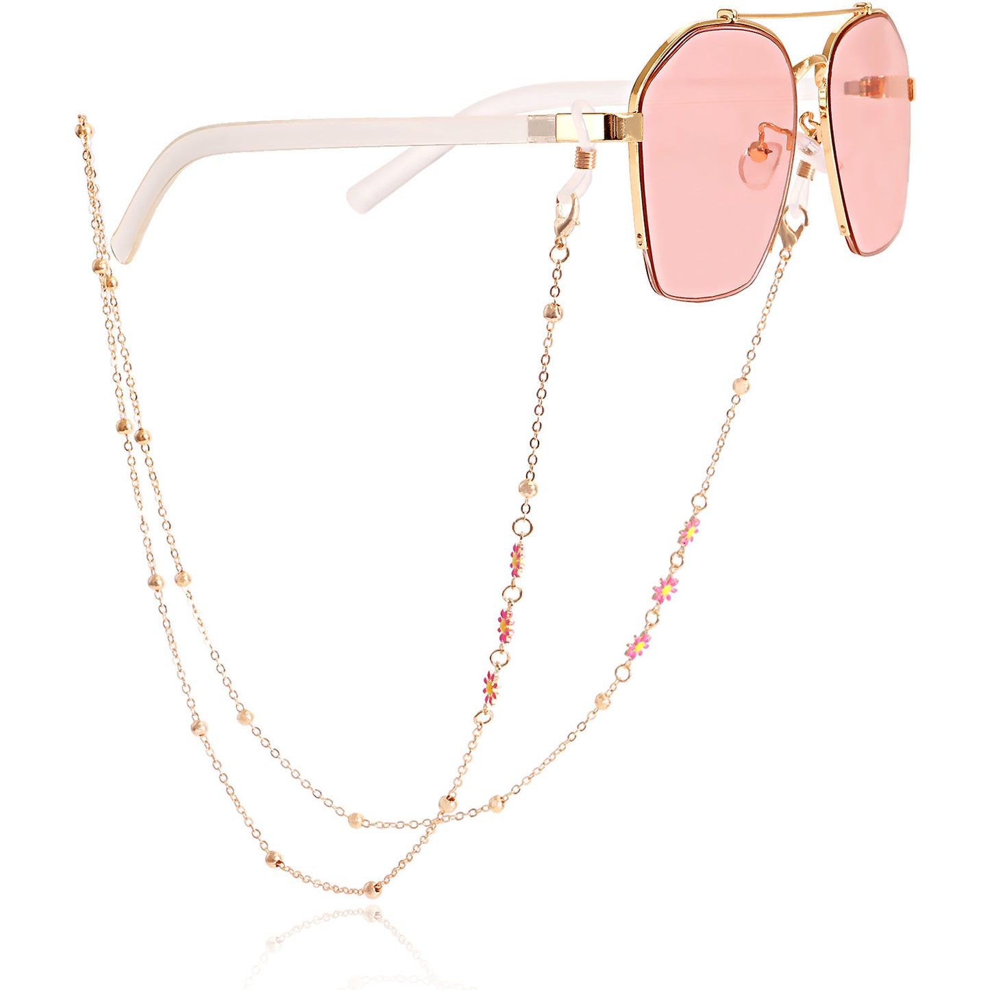 Fashion Colorful Flower Eyeglasses and Mask Chain for Women