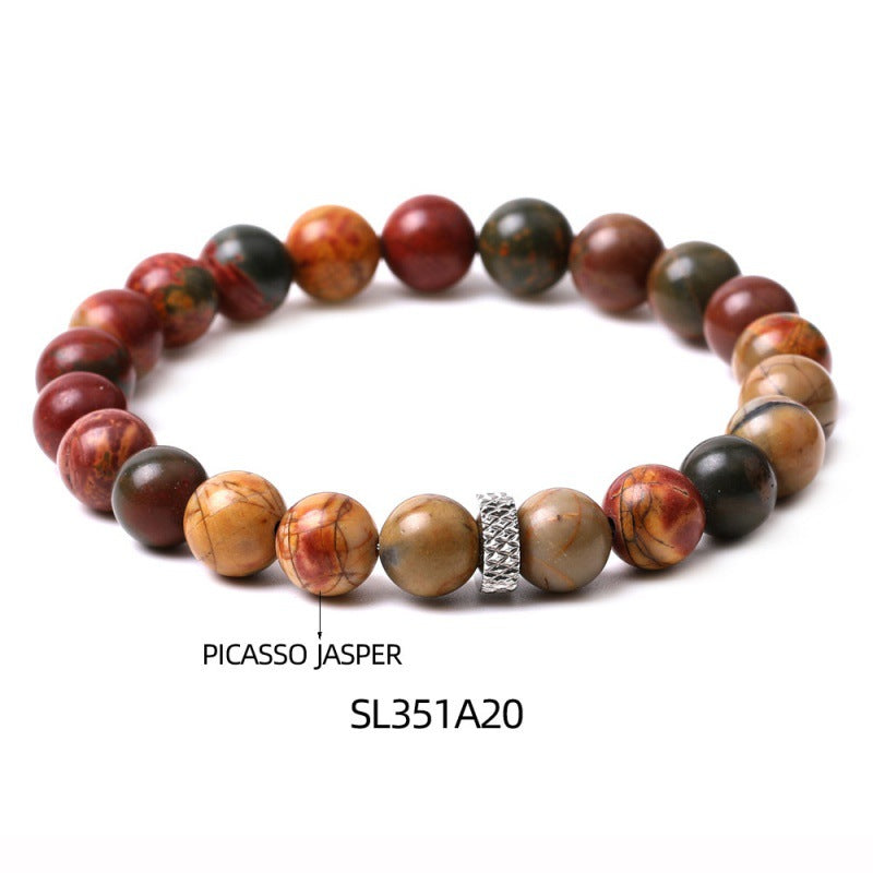 Tiger Eye & White Pine Matte Black Agate Beaded Bracelet Set