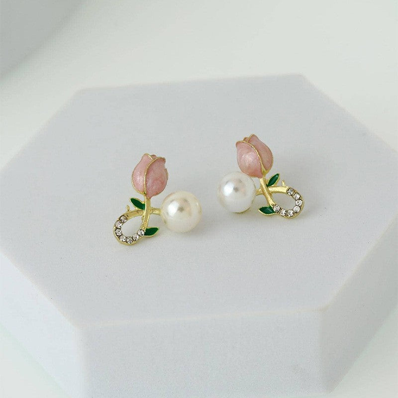 1 Pair Sweet Korean Style Flower Plating Alloy Earrings