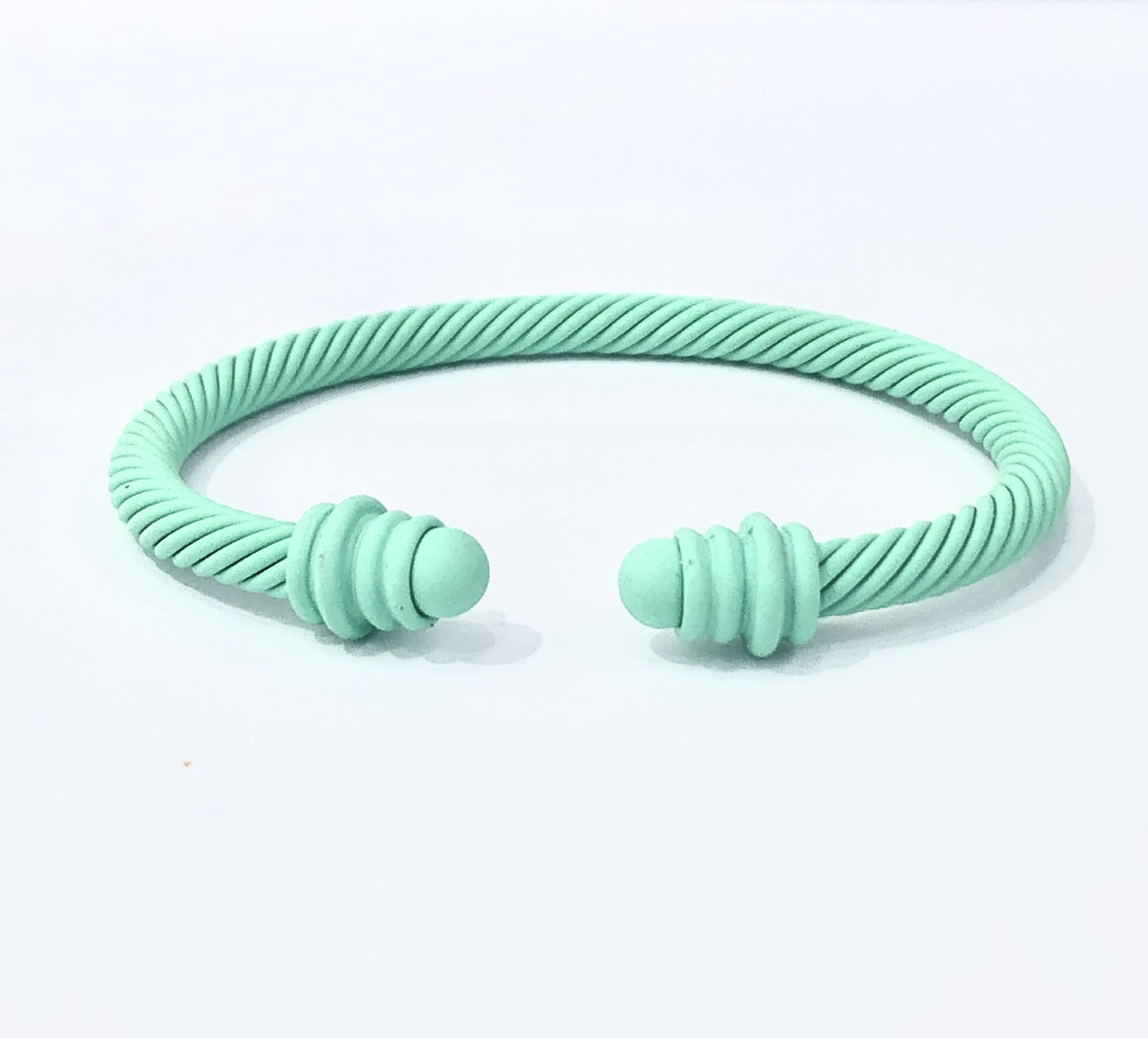 Simple Spiral Stripe Matte Color Open Cuff Bracelet for Women