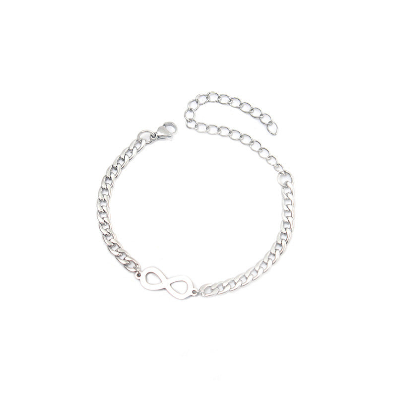 Lucky Number 8 Minimalist Stainless Steel Bracelet for Women