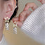 1 Pair Elegant Water Droplet Heart Flower Earrings with Artificial Pearls and Rhinestones