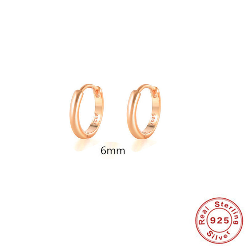 S925 Sterling Silver Minimalist Geometric Ear Clip Hoop Earrings