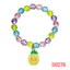 Cartoon Children's Candy Color Beaded Bracelet with Resin Mermaid and Unicorn Pendant