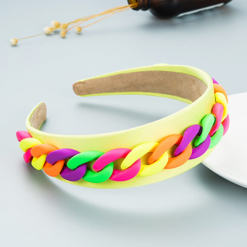 Pastoral Style Wide Color Chain Hairband