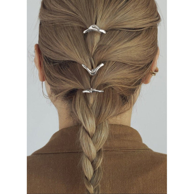 Women's Retro Alloy Plating Hair Buckle - Japanese Style Metal Hair Accessories for Small Hair Volume