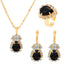 Bridal Shiny Water Droplet Rhinestone Jewelry Set - 14k Gold Plated Necklace, Earrings, and Ring