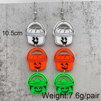 1 Pair Streetwear Halloween Candy Basket Ghost Face Acrylic Drop Earrings