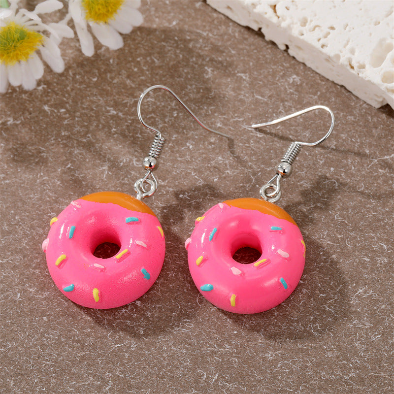 Fashion Multicolor Donut Creative Dessert Resin Earrings