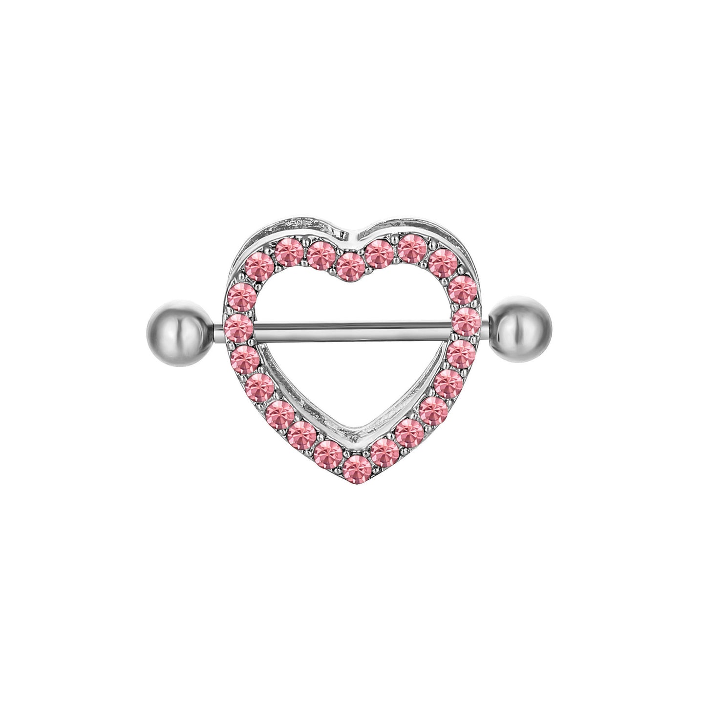 Sexy Heart Stainless Steel Inlay Rhinestones Nipple Ring