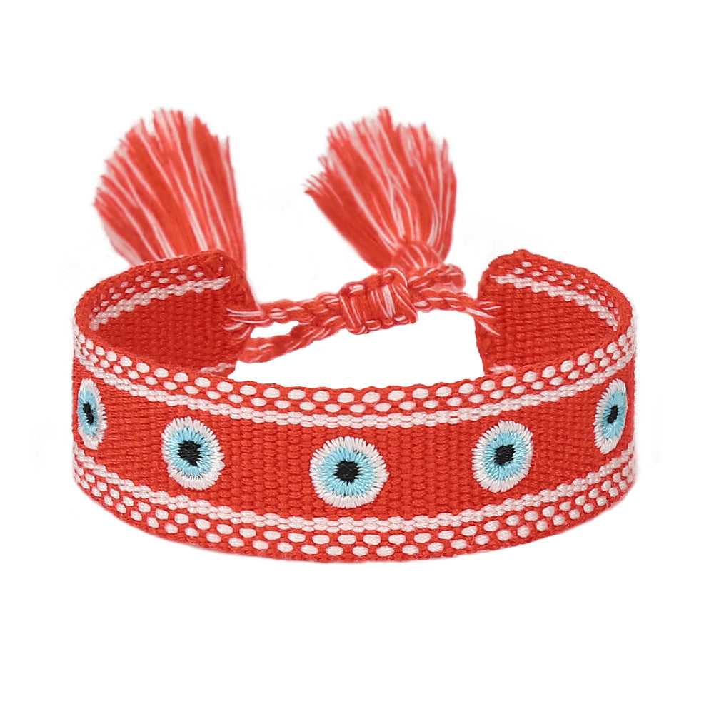 Simple Style Evil Eye Embroidery Tassel Women's Drawstring Bracelet