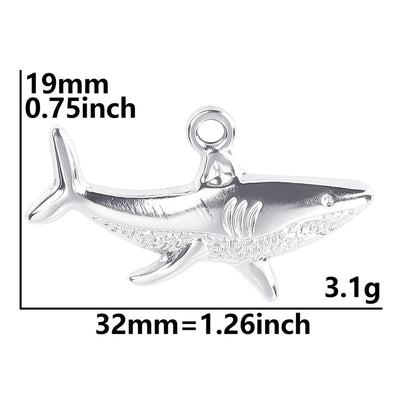 304 Stainless Steel Shark Pendant Necklace with Colorful DIY Charm