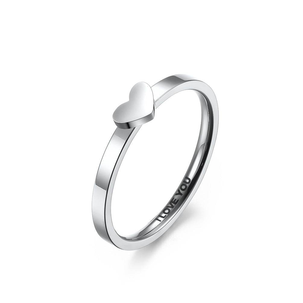 Fashion Titanium Steel Heart-shaped Hollow Couple Ring for Men and Women