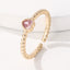 Simple Heart Shape Zircon Open Ring in 18k Gold Plated Copper