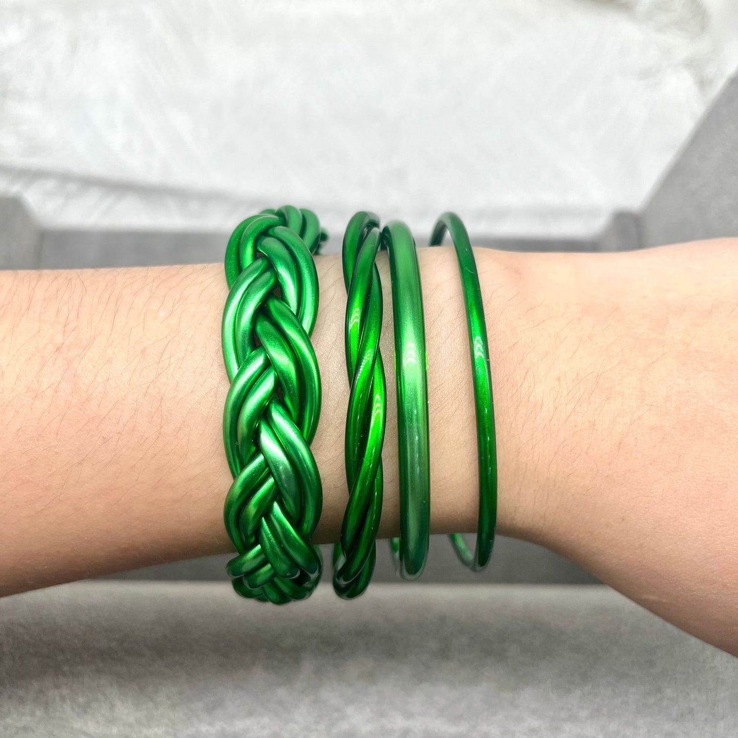 Simple Style Solid Color Plastic Braid Jelly Bangle Set