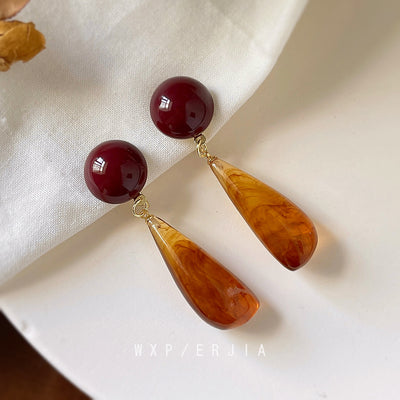 Vintage Geometric Resin Clip-On Earrings for Women