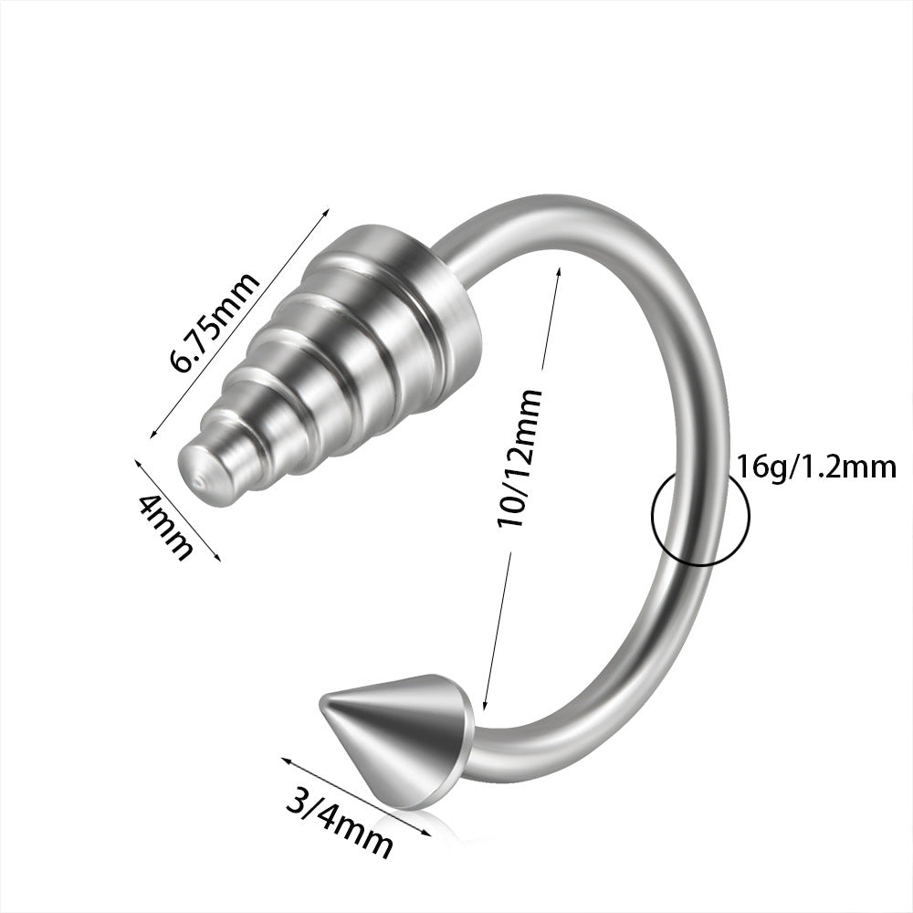 Stainless Steel Plated Horseshoe Lip and Nose Ring Piercing Stud