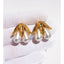 1 Pair Luxurious Queen Leaf Pearl 24K Gold Plated Brass Stud Earrings - French Romantic Niche Retro Design