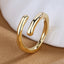 Fashion Geometric Double Layer Open Ring - Copper Plated Adjustable Band