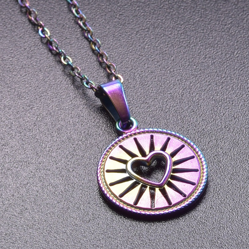 Simple Classic Round 304 Stainless Steel Plated Heart Pendant Necklace