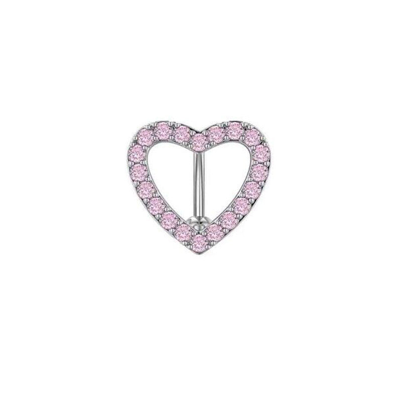 1 Piece Belly Rings Simple Style Classic Style Heart Shape 316 Stainless Steel  Inlay Zircon Belly Rings