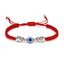 Evil Eye Turtle Bead Unisex Bracelet with Red and Black Braided Rope