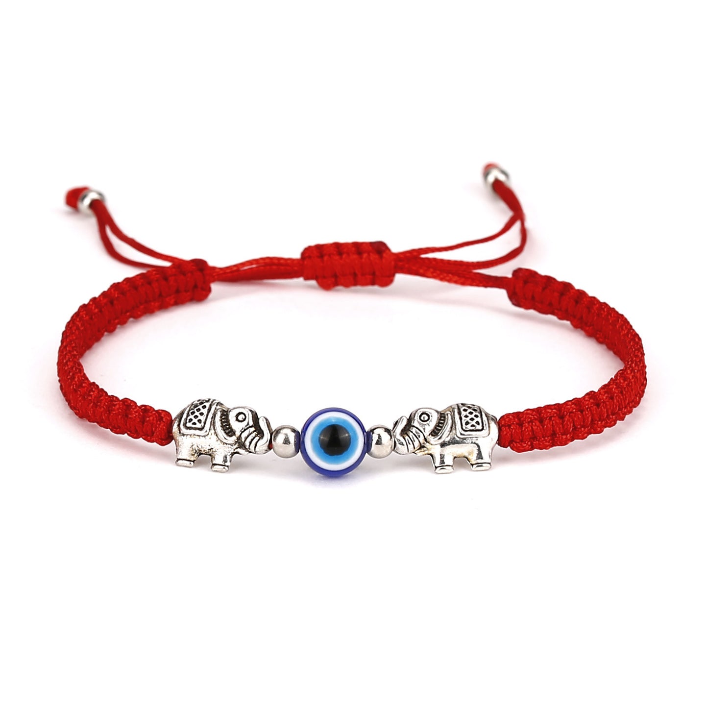 Evil Eye Turtle Bead Unisex Bracelet with Red and Black Braided Rope