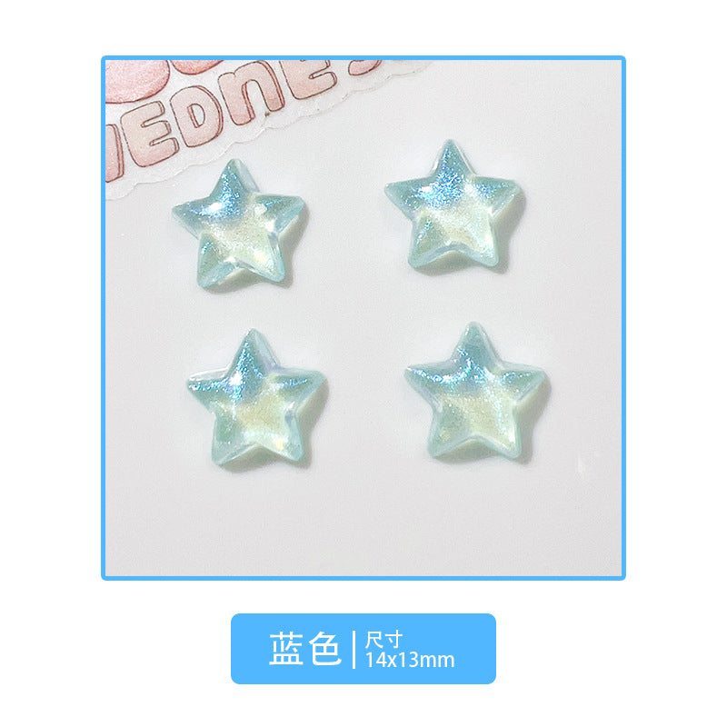 10 PCS/Package 14*13MM Iridescent Star Resin DIY Accessories for Phone Cases and Bracelets