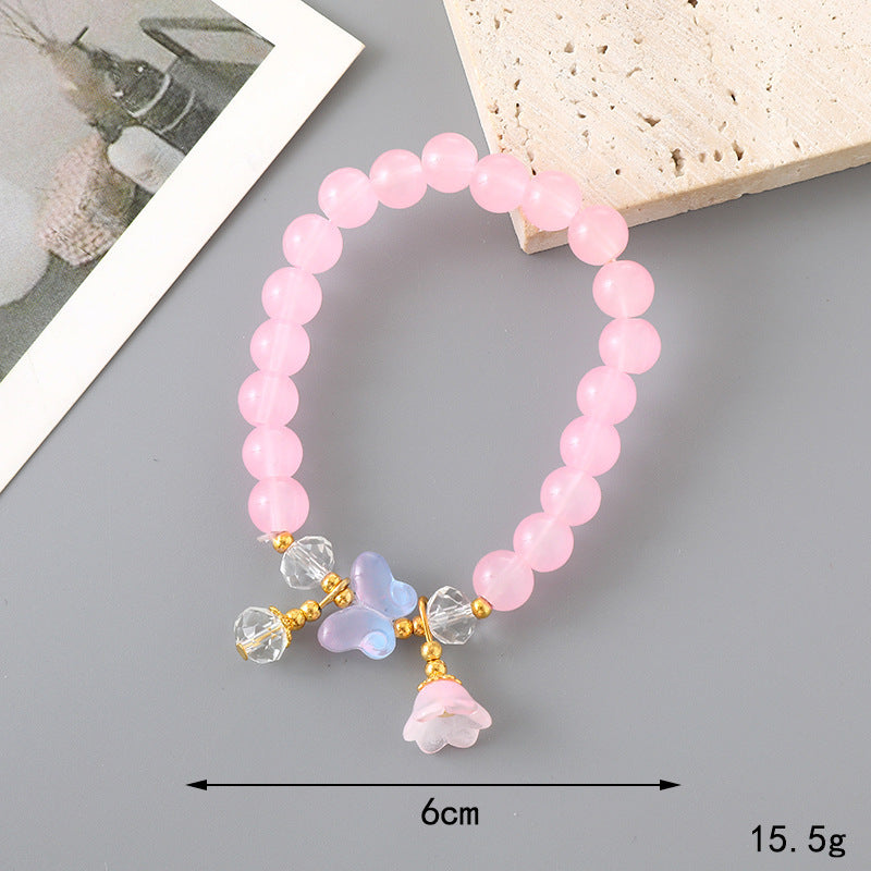 Lady Sweet Classic Pentagram Bell Crystal Alloy Moonstone Bracelets for Women