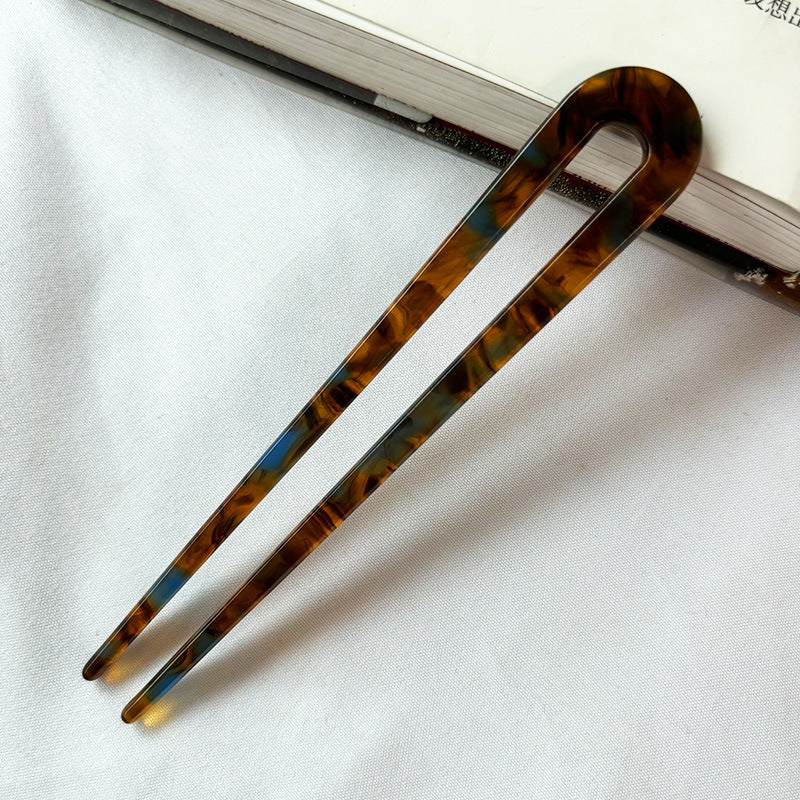 Women's Retro U-Shaped Acetate Hairpin - Elegant and Modern Design