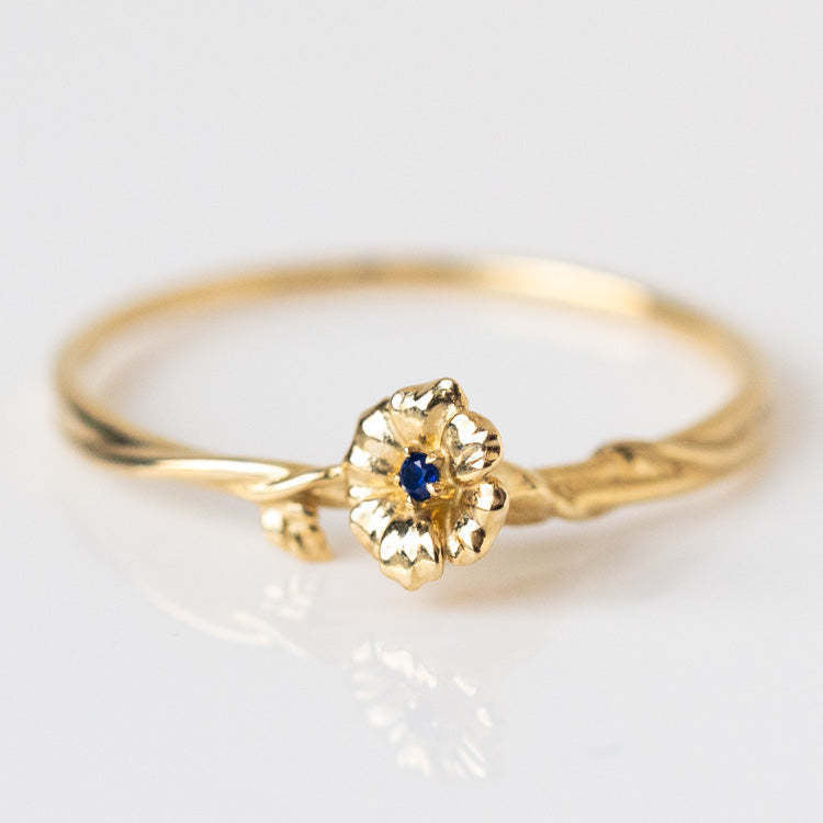 Elegant Glam Vintage Adjustable December Birthstone Flower Gold Plated Ring