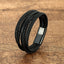 Vintage Punk Geometric Stainless Steel Leather Layered Men's Bracelet