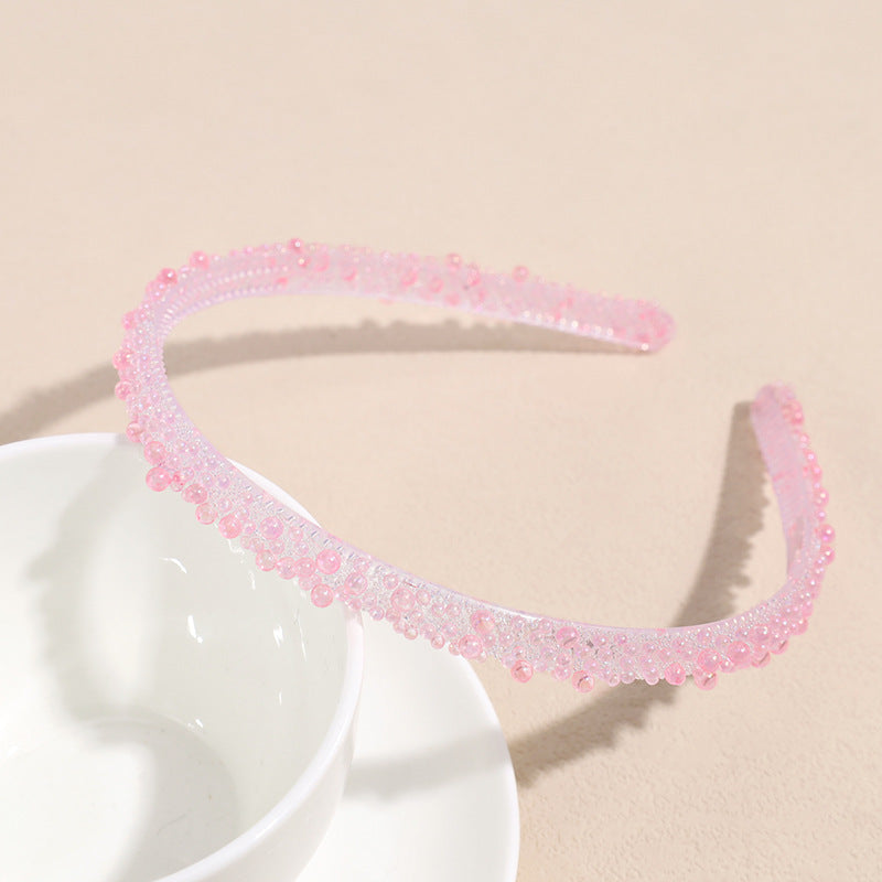 Simple Classic Solid Color Resin Inlay Jelly Rhinestone Hairband