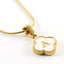 Clover Shell Letter Pendant Gold Plated Stainless Steel Snake Chain Necklace