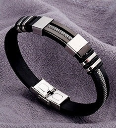 Men's Stainless Steel Silicone Hip Hop Punk Bracelet