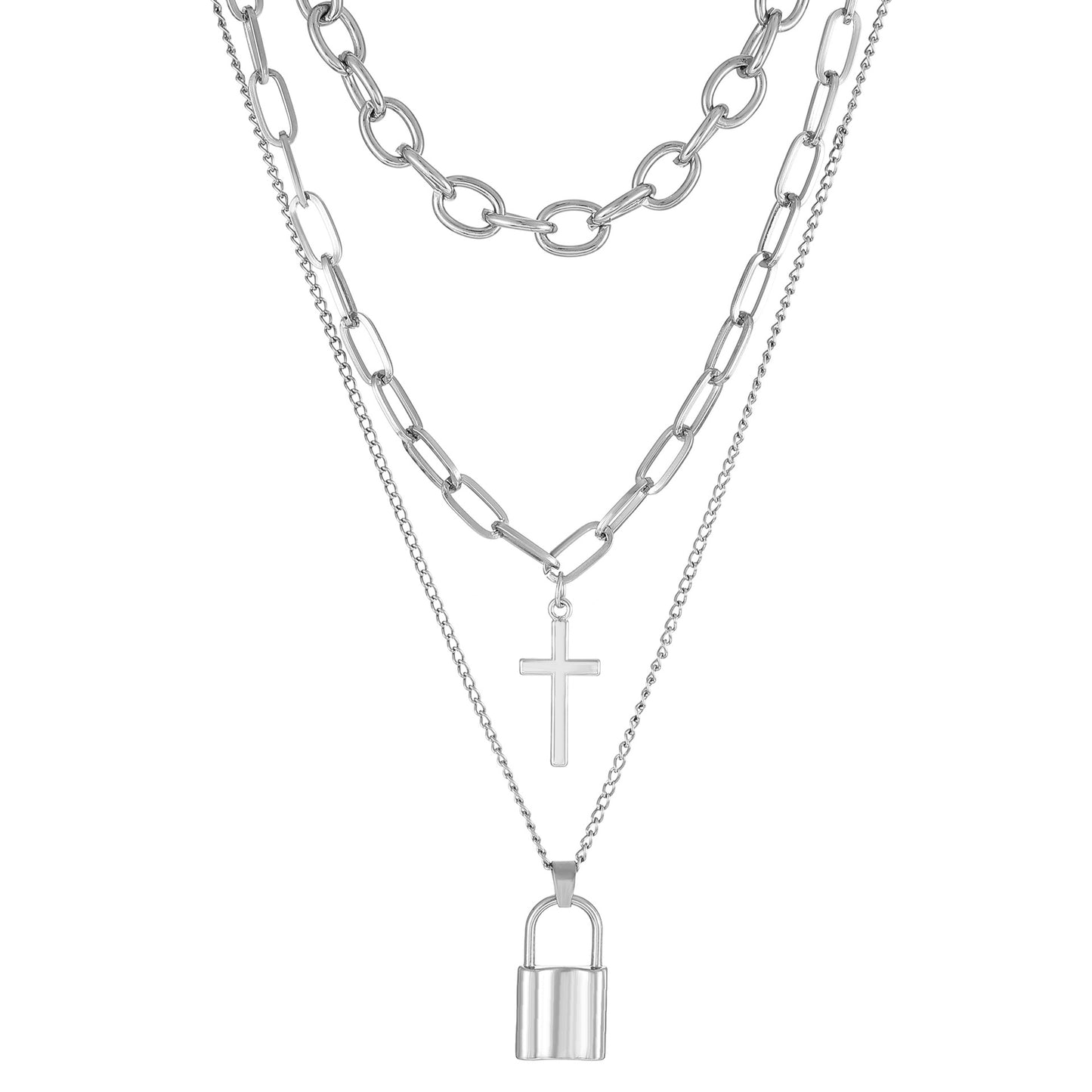 Gothic Punk Cross Alloy Women's Layered Necklaces Necklace